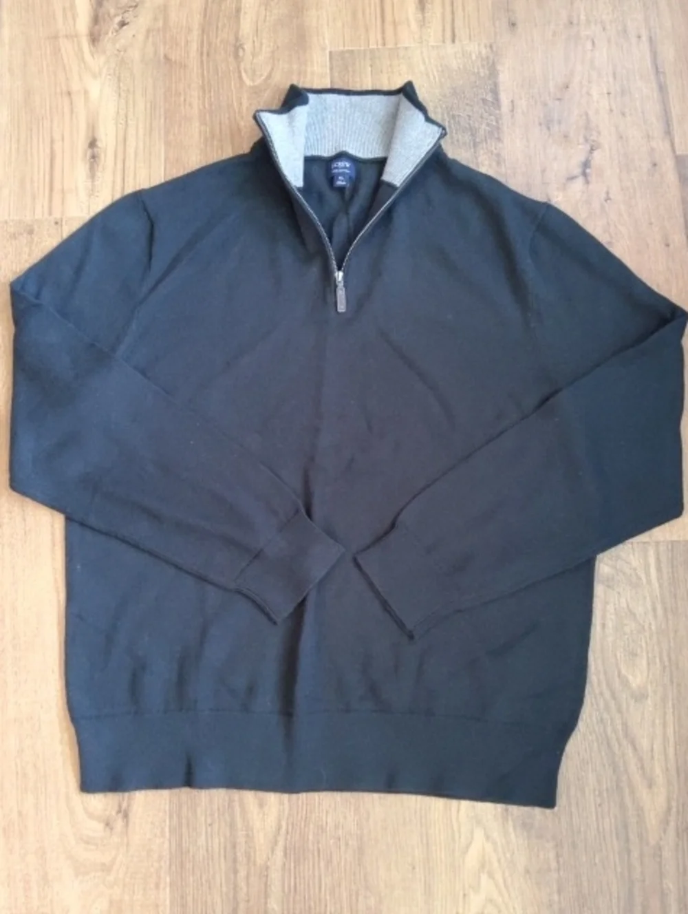 J. Crew Men's Black Quarter-Zip Pullover Sweater XL Extra Large NWOT